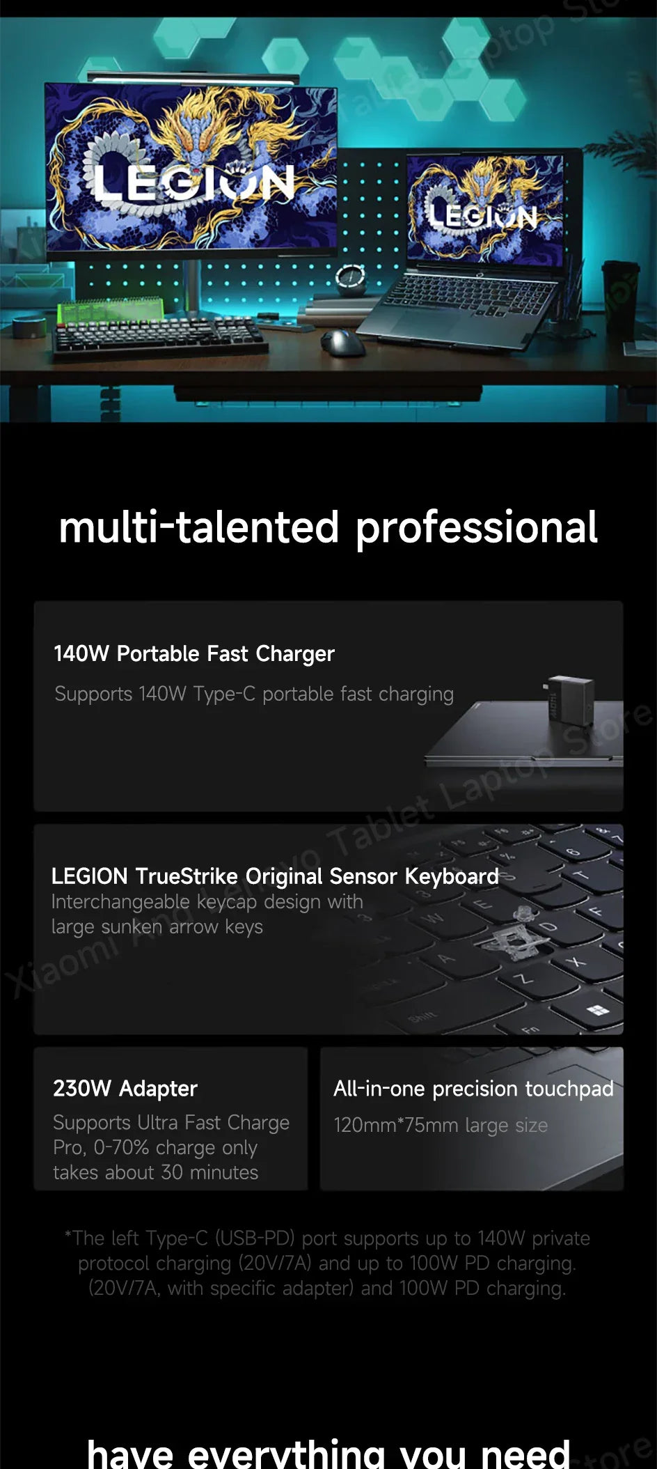 Lenovo Gaming laptop LEGION Y7000P 2024 notebook 16“ 2.5K 165HZ Screen i7-14650HX/14700HX 16G/32G RTX4060/RTX4070 computer PC - Evallys.com