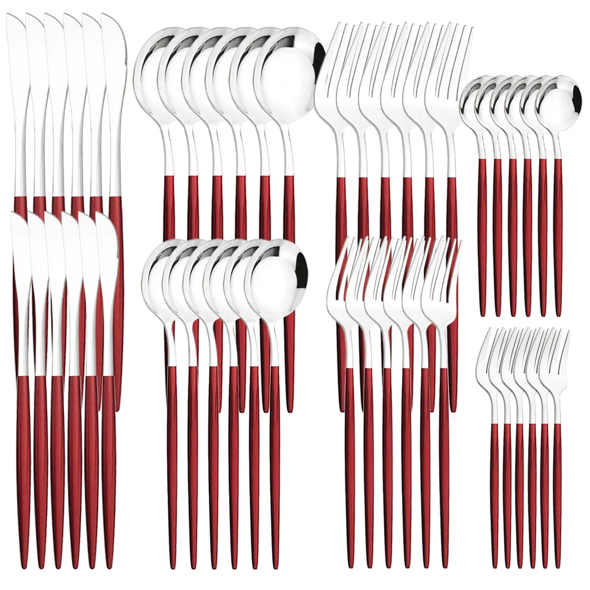 48pcs Black Gold Cutlery Set Knife Fork Coffee Spoon Dinnerware Stainless Steel Tableware Flatware Western Kitchen Silverware