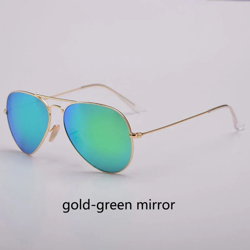 Top Quality Real Glass Lenses Men Women Sunglasses Brand Fashion Pilot Metal Frame Classic Style Outdoor UV400 Sun Glasses - Evallys.com