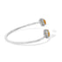 .925 Sterling Silver 8mm Cushion Cut Yellow Citrine Gemstone and Diamond Accent Split Bypass Bangle Bracelet (H-I Color, SI1-SI2 Clarity)  - Fits up to 7.75" Inches - Evallys.com # #