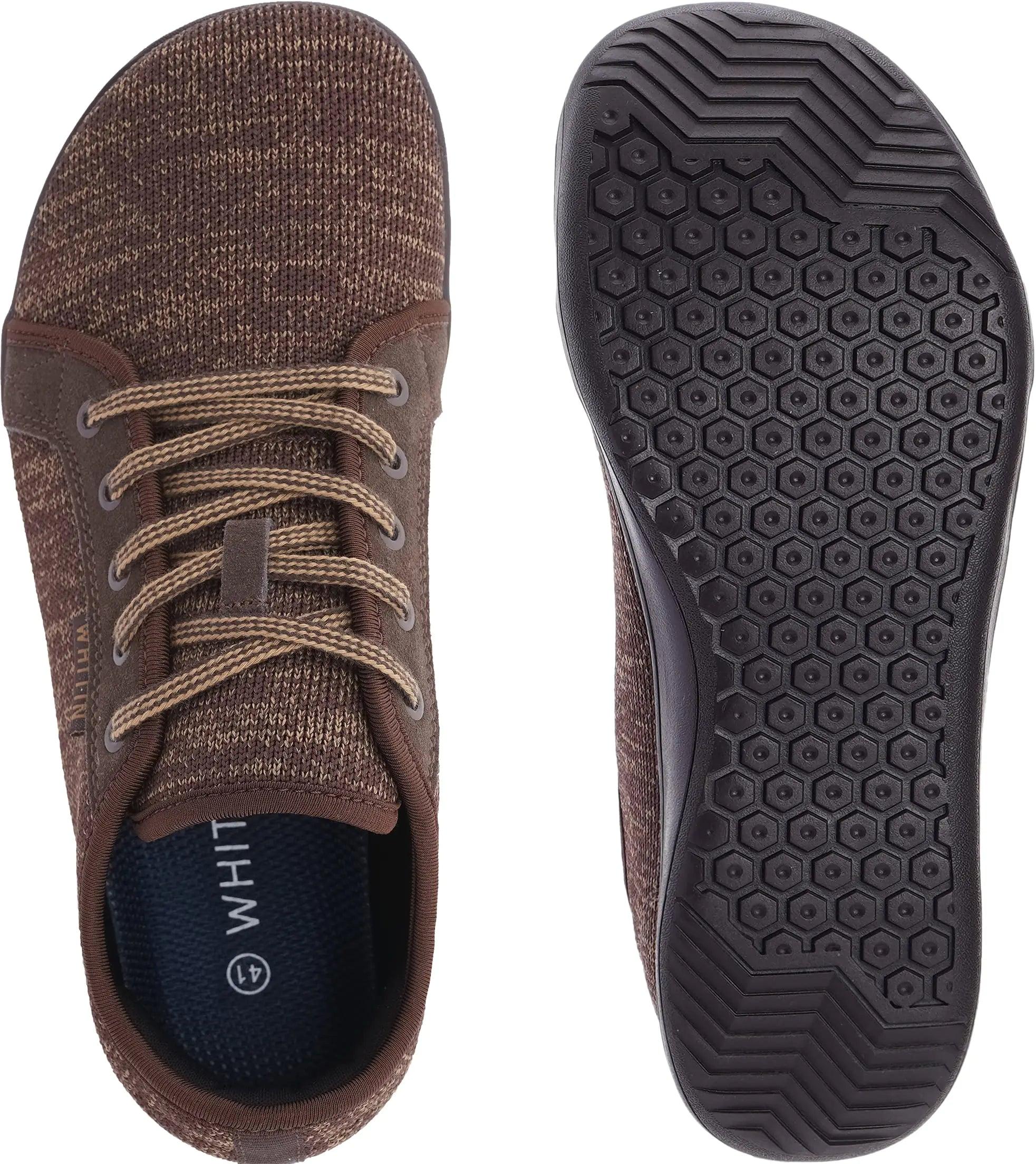 WHITIN Men's Wide Minimalist Barefoot Sneakers | Zero Drop Sole | Optimal Relaxation 11 Wide W81 Brown - Evallys.com # #