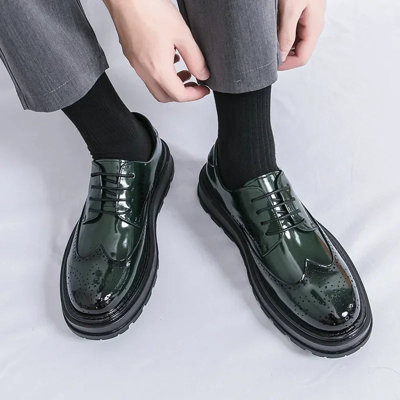 Green Patent Leather Oxford Shoes – Men’s Formal Business Dress Shoes - Evallys.com