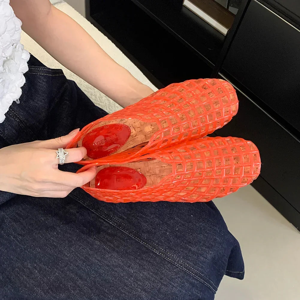 Women’s Jelly Ballet Flats – Lightweight Slip-On Square Toe Beach Shoes - Evallys.com