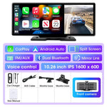 11.26 inch Car DVR 4K Dash Cam Dual Lens Wireless Carplay & Android Auto Video Recorder Monitor GPS Navigation 5G Wifi FM AUX - Evallys.com