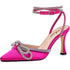 Women's Rhinestone Bow Heels Ankle Strap Pointed Toe Stiletto Heeled Sandals Wedding Bridal Dress Pumps Shoes - Evallys.com
