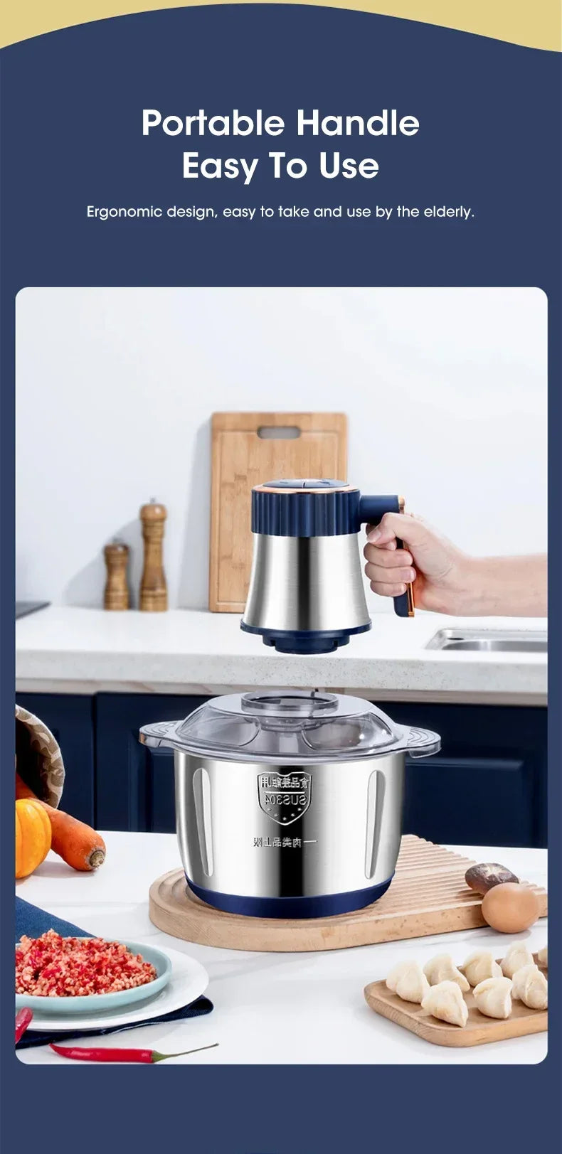 Electric Meat Grinders 5L Food Crusher Stainless Steel Multifunctional Vegetable Slicer Processor Chopper Kitchen Blenders - Evallys.com