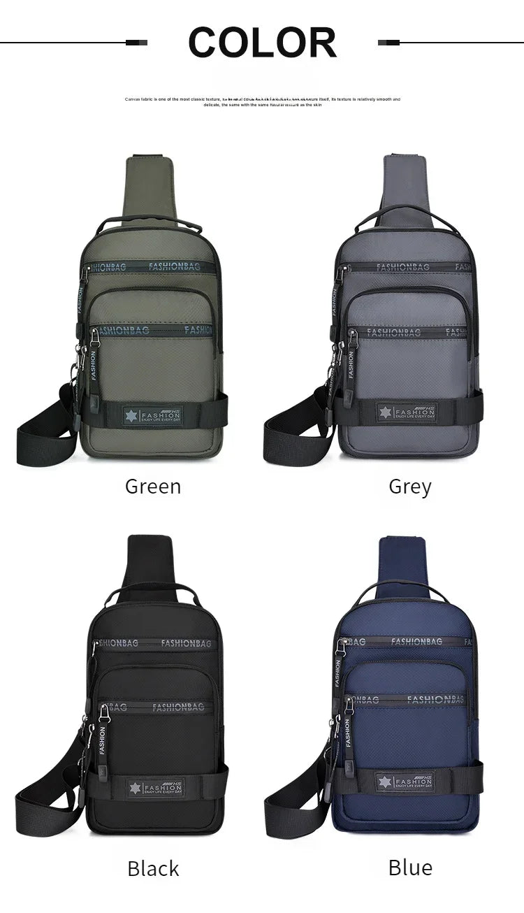 Men’s Chest Bag – Large Capacity Nylon Crossbody Travel Shoulder Bag - Evallys.com