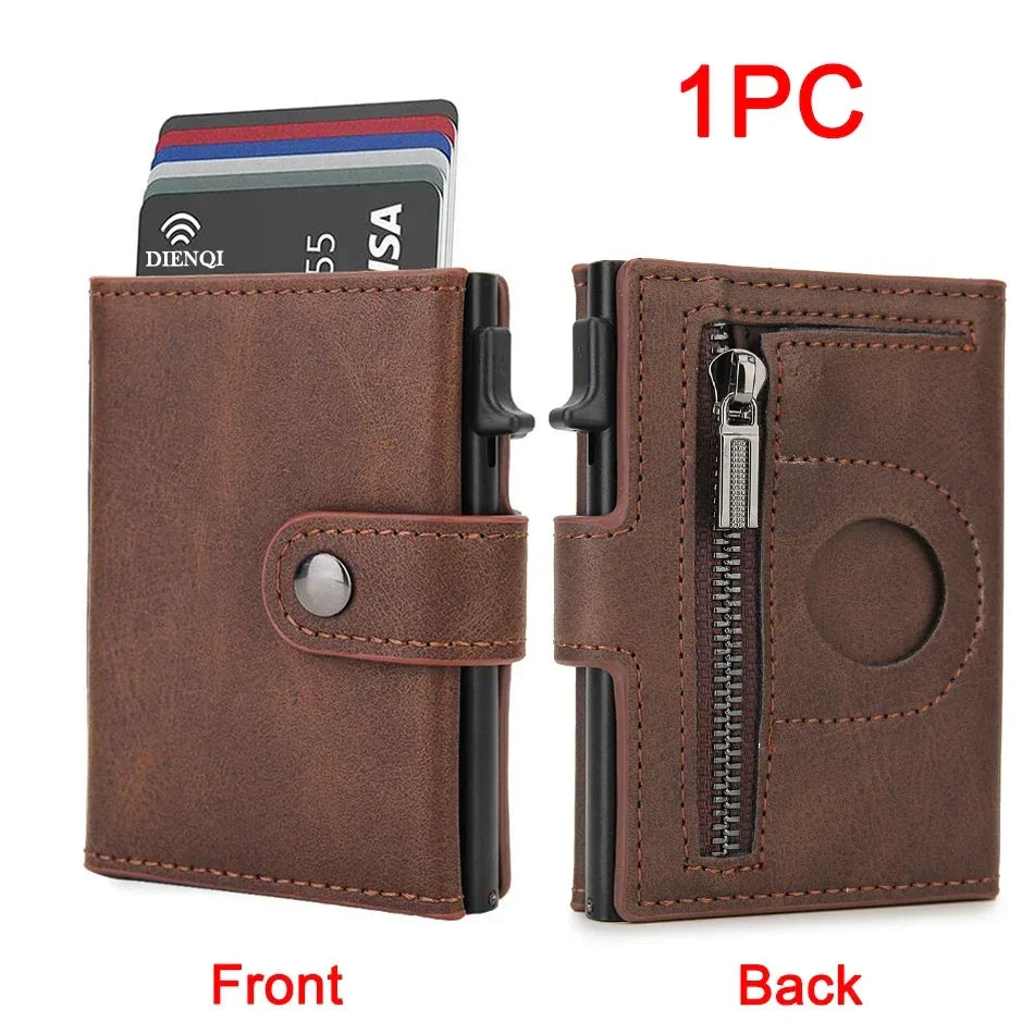 Rfid Carbon Fiber Men Wallets for Airtag Luxury Slim Mini Credit Card Holder Wallets for Men Air Tag Tracker Minimalist Purse - Evallys.com