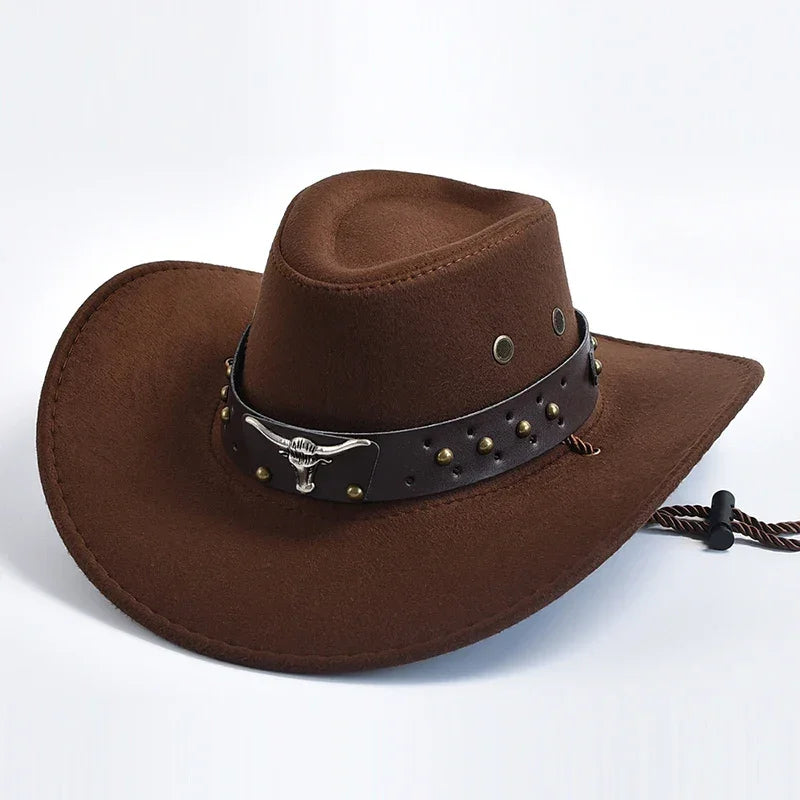 Vintage Suede Western Cowboy Hat – Party & Cosplay Big-Brim Cap - Evallys.com