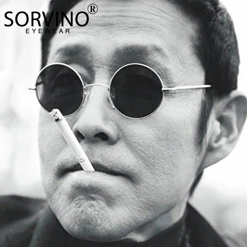 Steampunk Small Round Sunglasses Men 2022 Brand Vintage Metal Mirror Film Women Sun Glasses Cool Circle Shade Eyewear Male UV400 - Evallys.com