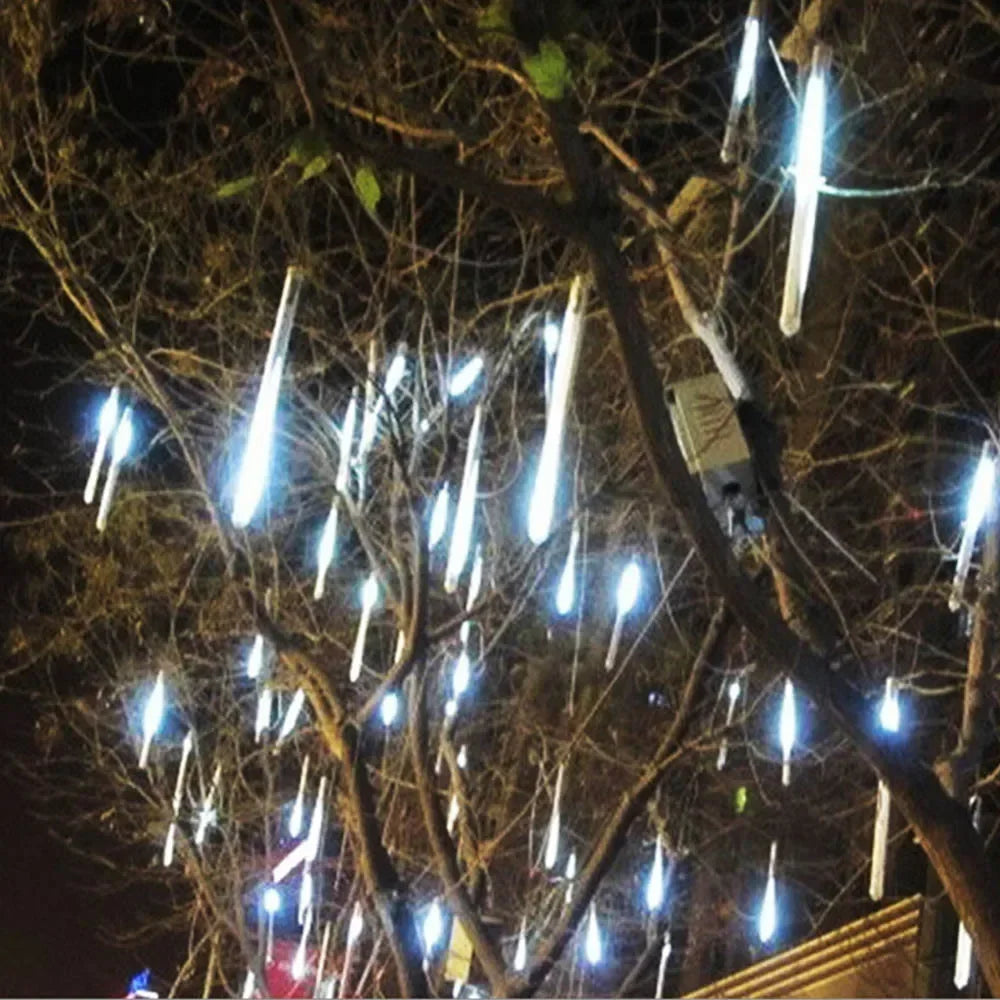 LED Meteor Shower Rain Lights Waterproof Falling Raindrop Fairy String Light Christmas Decoration Outdoor Holiday Party Patio - Evallys.com