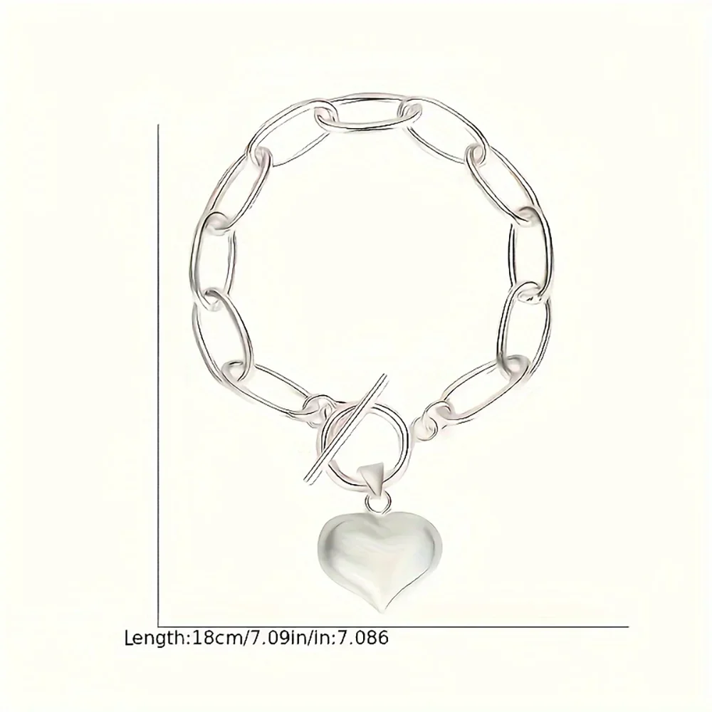 925 Sterling Silver Bracelets Fashion Cubic Peach Heart Pendant Chain Bracelet for Women Jewelry Anniversary Valentine's Day USA - Evallys.com