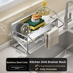 Stainless steel sponge rack sink drain rack Multifunctional countertop rag storage rack Sponge storage rack kitchen supplies