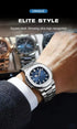 POEDAGAR Luxury Casual Watch Top Brand Fashion Square Dial Stainless Steel Calendar Luminous Waterproof Men Watch Male Clock+Box - Evallys.com