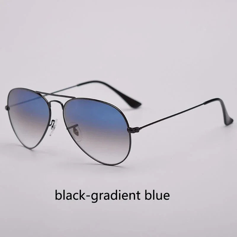 Top Quality Real Glass Lenses Men Women Sunglasses Brand Fashion Pilot Metal Frame Classic Style Outdoor UV400 Sun Glasses - Evallys.com