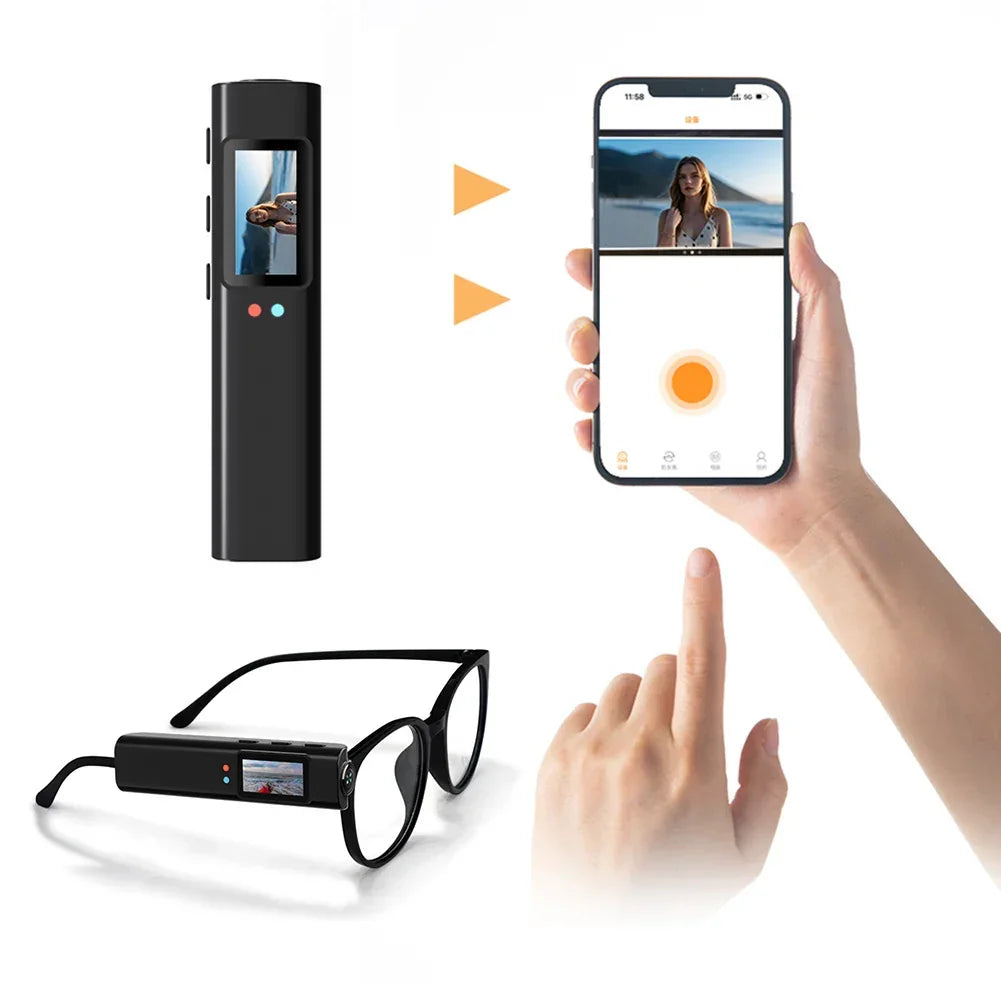 2.7K HD Glasses Camera WiFi Mini Digital Camera 0.96inch IPS Screen Motorcycle Action Cam Eyeglasses Camera for Driving Hiking - Evallys.com