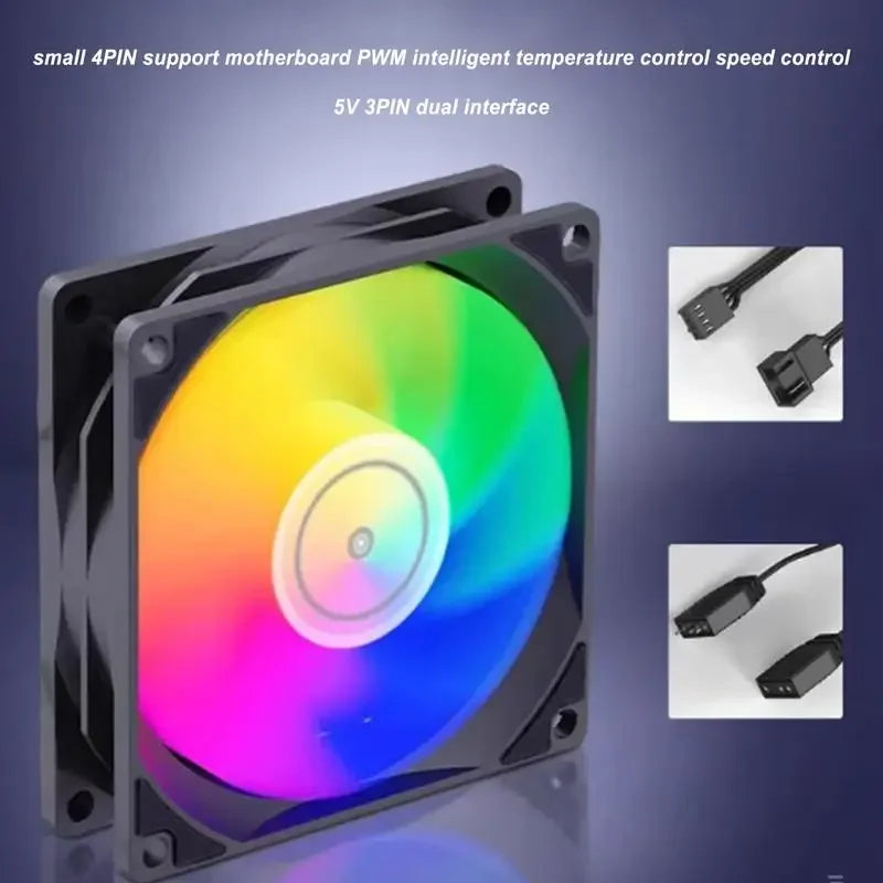 DC12V PC Cooling Fan RGB 9 Leaves Design Computer Case Fan 5v3 pin 4pin Computer Case Air Cooling Argb Technology Efficient Heat - Evallys.com