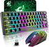 T61 Wireless Gaming Keyboard and Mouse Combo, Ergonomic 61 Key Rainbow LED Backlight Rechargeable 4000mAh Battery Mouse Pad - Evallys.com