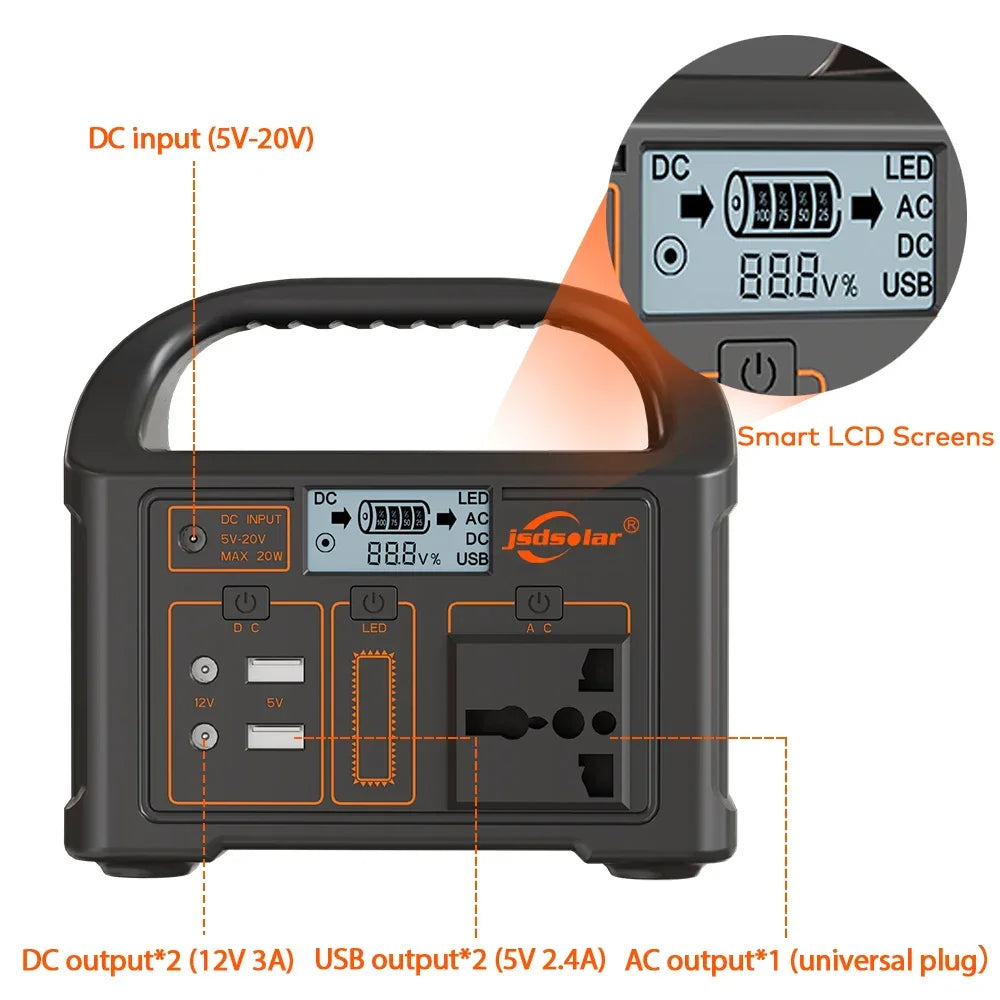 100W Portable Power Station 220V/110V Solar Generator Outdoor Emergency Mobile Power Bank 24000mAh LiFePO4 For Camping Power LED - Evallys.com