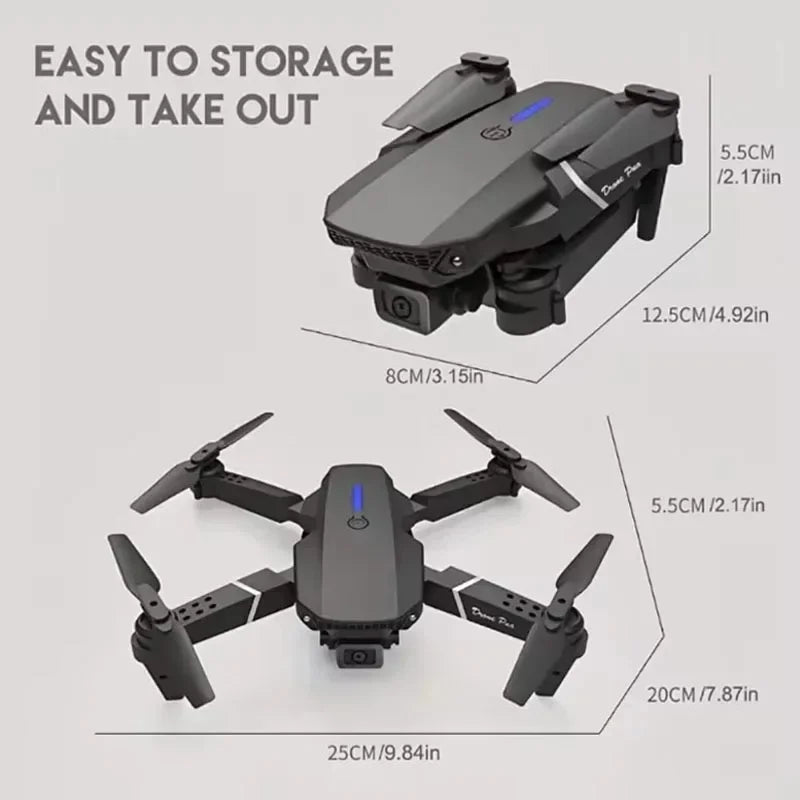2024 E88Pro RC Drone 4K Professinal With 3 Battery 1080P Wide Angle HD Camera Foldable Helicopter WIFI FPV Height Hold Gift Toy - Evallys.com