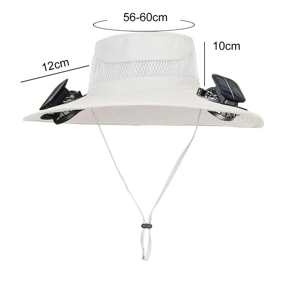 Solar Powered UV Protection Hat – Fan Cooling Wide Brim Cap - Evallys.com