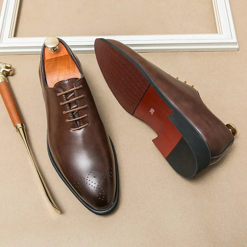 Luxury Men’s Leather Oxford Shoes – Formal Wedding & Office Footwear - Evallys.com