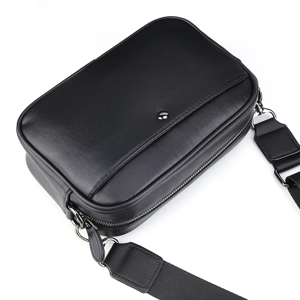 Men’s Leather Crossbody Bag – Classic Pattern Small Square Travel Bag - Evallys.com