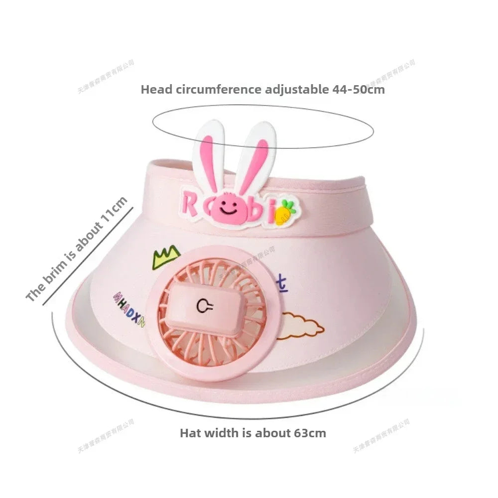 USB Rechargeable Sun Hat with Built-in Fan Children's Summer Adjustable Fan Cap Sunscreen Hat Kids Outdoor Sunshade Accessories - Evallys.com