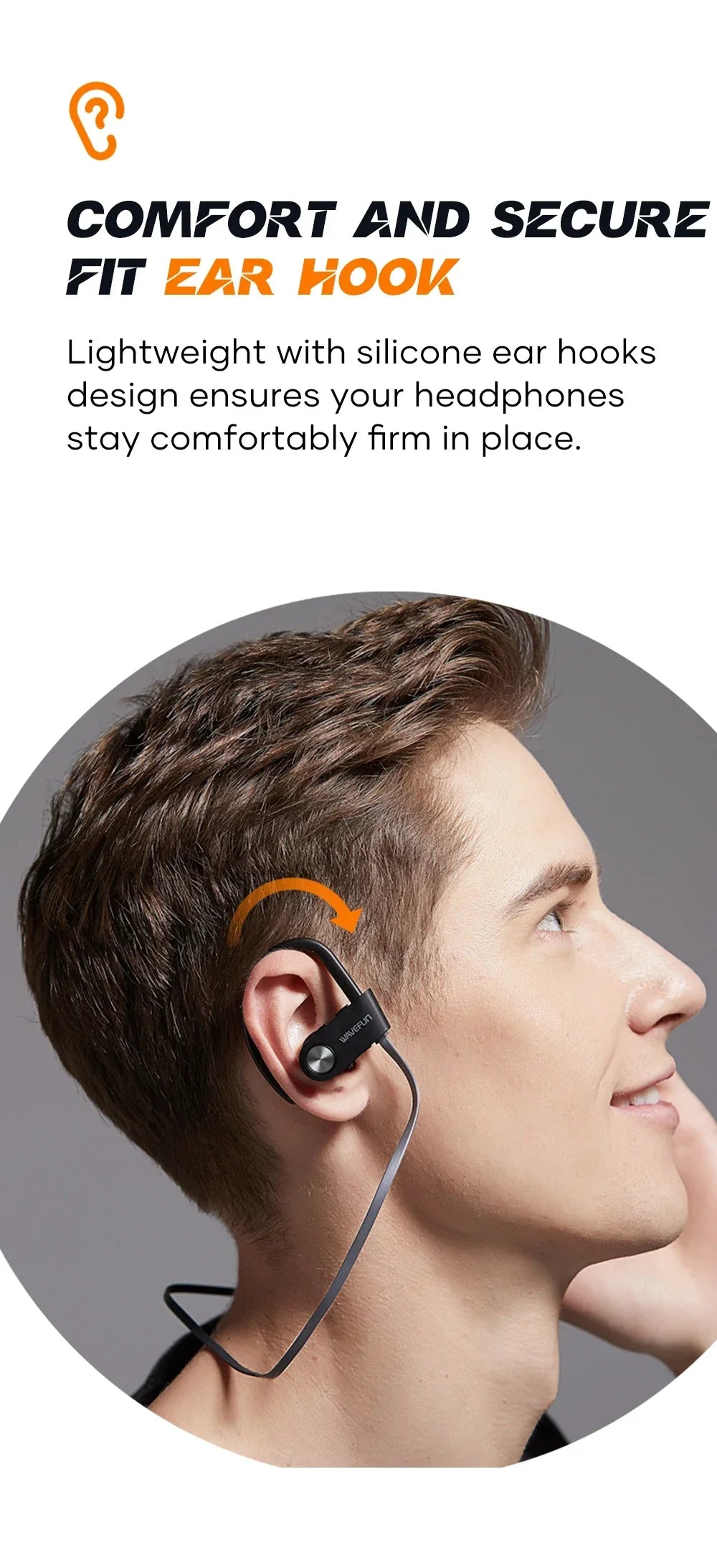 Wavefun XBuds Bluetooth Earphone Wireless Headphones with Ear Hook IPX7 Waterproof Super Bass Sport Earphones Music Gaming Mode - Evallys.com