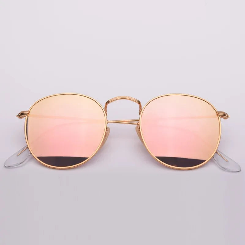 Fashion Sunglasses Men Women Eyeglasses Goggles Eyewear Shades Top Quality Round Metal Glass Lenses UV400 Sun Glasses - Evallys.com