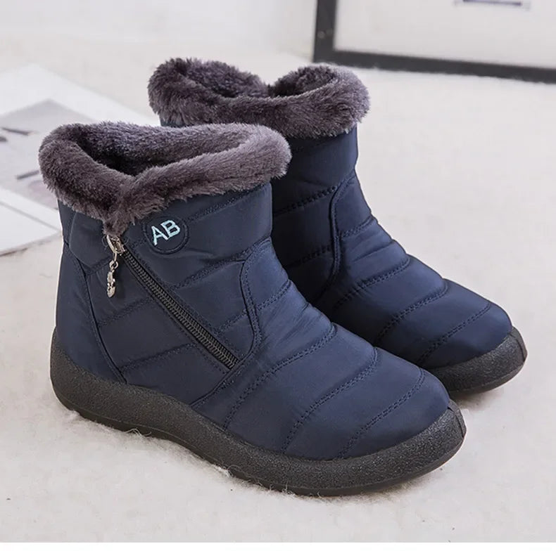 Women's Boots Women's Ankle Boots With Fur Winter Shoes Women Low Heels Winter Boots Snow Waterproof Botas Mujer Winter Footwear - Evallys.com