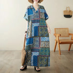 Vintage Cotton Summer Maxi Dress – Harajuku Floral Beachwear - Evallys.com