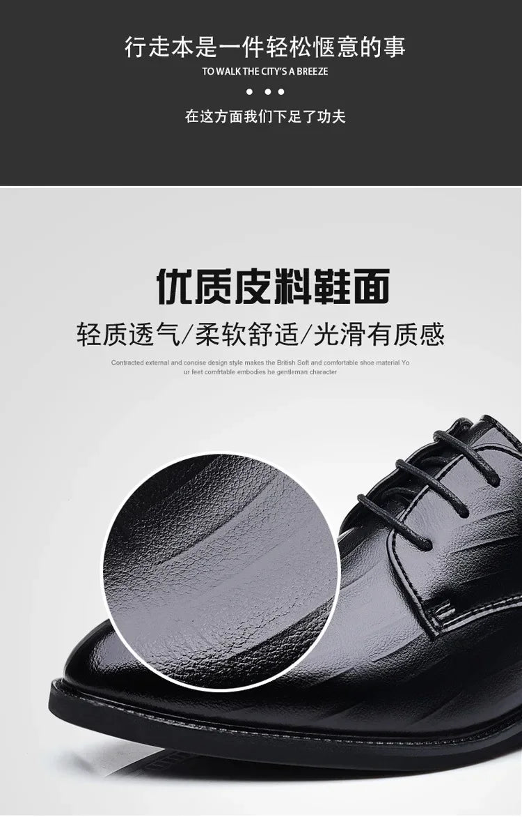 Mens Leather Dress Shoes Men's Formal Social Male Shoe Casual Business Pointed Toe Luxury Party Designer Shoes for Men - Evallys.com