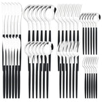 48pcs Black Gold Cutlery Set Knife Fork Coffee Spoon Dinnerware Stainless Steel Tableware Flatware Western Kitchen Silverware