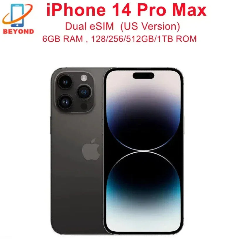 Original Apple iPhone 14 Pro Max Dual eSIM 6GB+128/256/512GB/1TB ROM 6.7" Genuine OLED Face ID NFC A16 98% New Unlocked Phone - Evallys.com
