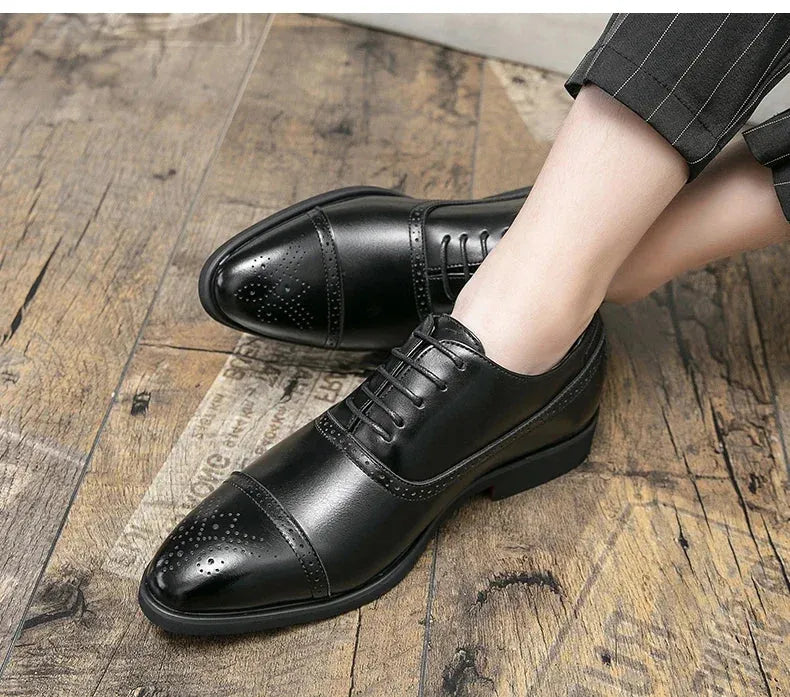 Men's Formal Shoes Red Sole Fashion Business Casual Party Banquet Daily Retro Carved Lace-up Brogue Dress Wedding Shoes Size 48 - Evallys.com