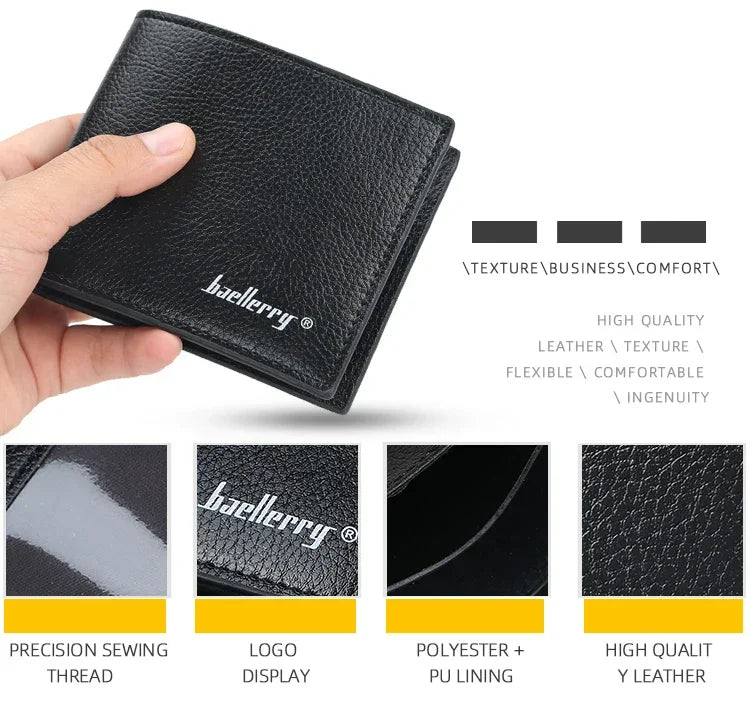 Men RFID Wallets New Short Card Holder Simple Style Male Purses Photo Holder Small Coin Bag Bifold Wallet Pocket For Men - Evallys.com