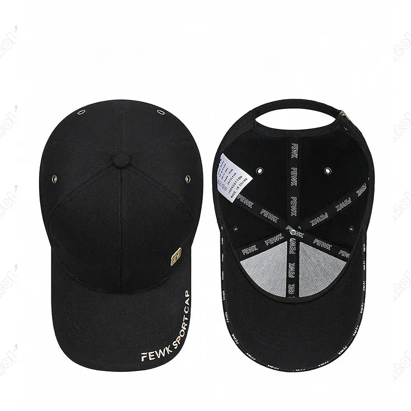 High Quality Chinese Style FEWK Letter Embroidery Cotton Adjustable Hard top Baseball Cap Sun Hat Trucker Caps Dad Hats - Evallys.com
