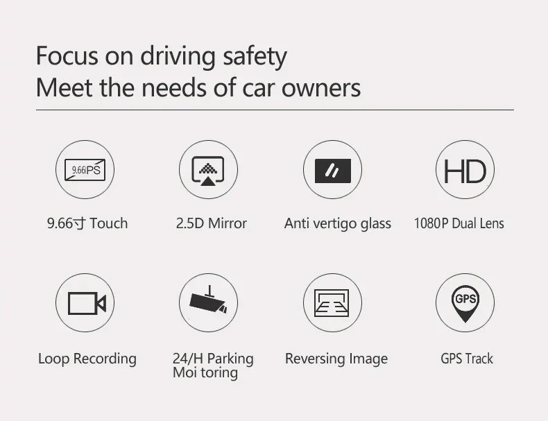 10 Inch Mirror Camera for Car Touch Screen Video Recorder Rearview Mirror Dash Cam Front and Rear Camera Mirror DVR Black Box - Evallys.com