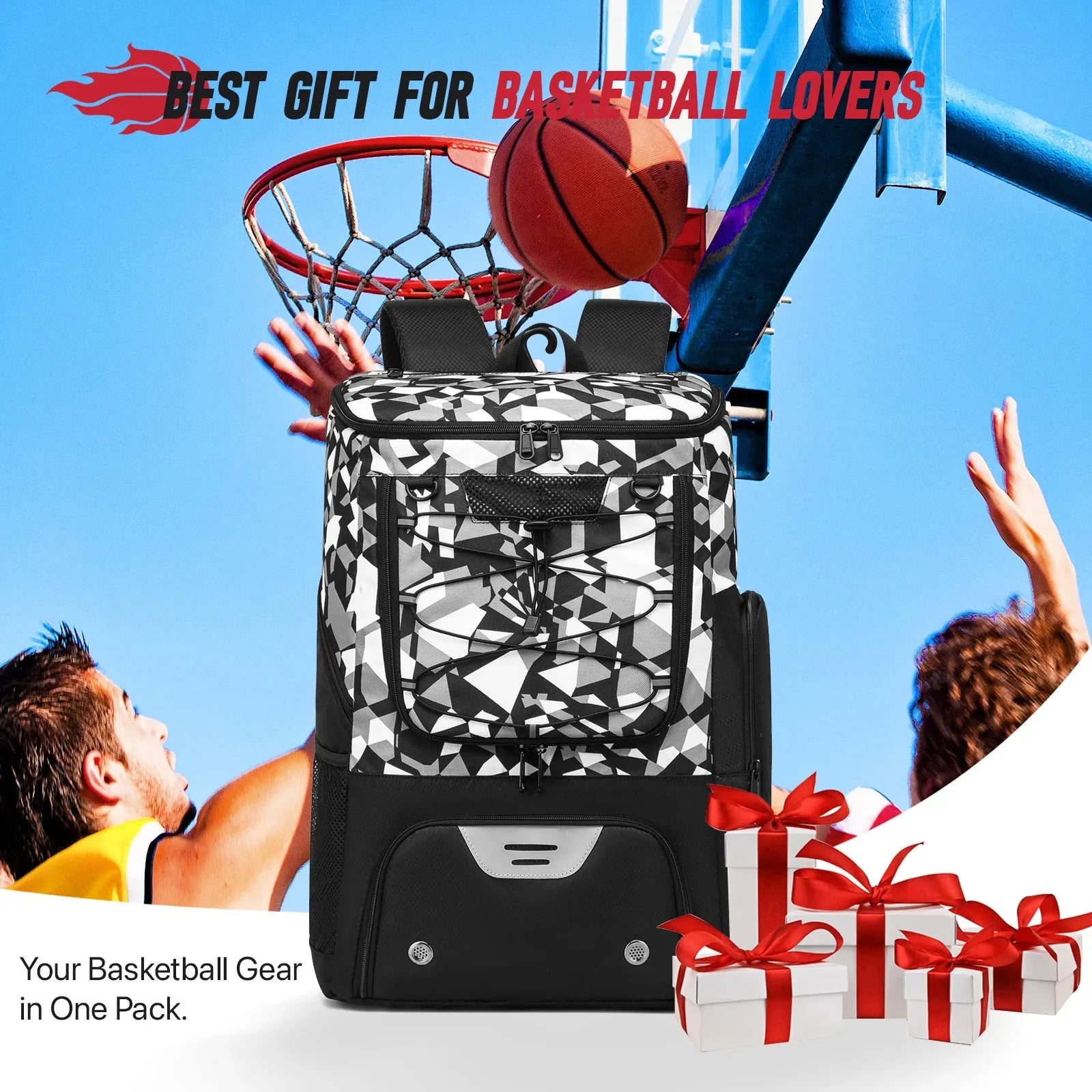 Sports Training Equipment Basketball Backpack with Separate Ball holder & Shoes Compartment Gym Backpack for Basketball Soccer - Evallys.com