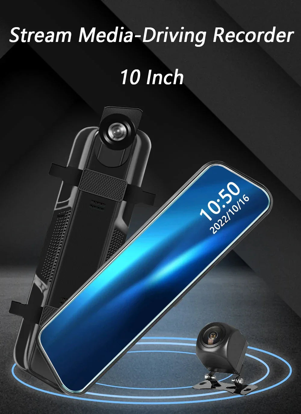 10 Inch Mirror Camera for Car Touch Screen Video Recorder Rearview mirror Dash Cam Front and Rear Camera Mirror DVR Black Box - Evallys.com