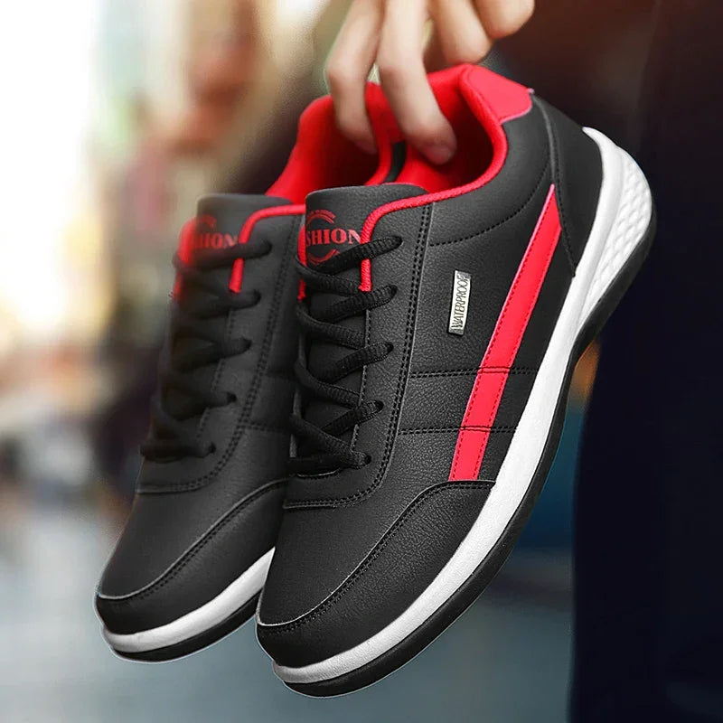 PUAMSS Men’s PU Leather Sneakers – Breathable Casual Non-Slip Shoes - Evallys.com