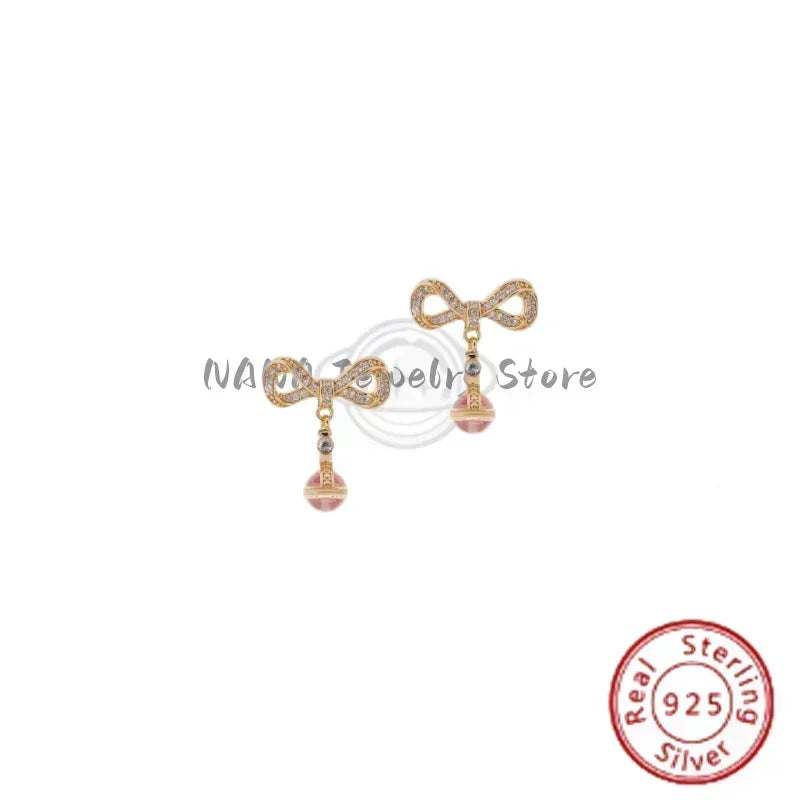 Star Boutique Jewelry Store Hot Selling S925 Silver Bow 3D Saturn Earrings Sweet Women's Jewelry - Evallys.com