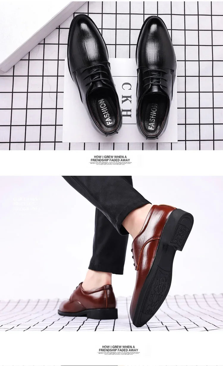 Mens Leather Dress Shoes Men's Formal Social Male Shoe Casual Business Pointed Toe Luxury Party Designer Shoes for Men - Evallys.com