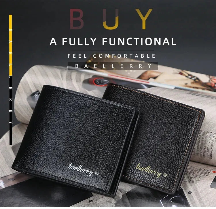 Men RFID Wallets New Short Card Holder Simple Style Male Purses Photo Holder Small Coin Bag Bifold Wallet Pocket For Men - Evallys.com