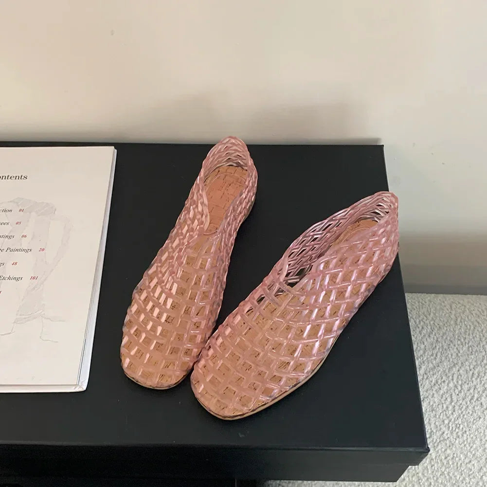 Women’s Jelly Ballet Flats – Lightweight Slip-On Square Toe Beach Shoes - Evallys.com