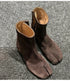 2024 Autumn Winter Soft Leather Split toe Tabi Women Ankle Boots Fashion Thick High heels Chunky Shoes Ins Style Short Booties - Evallys.com