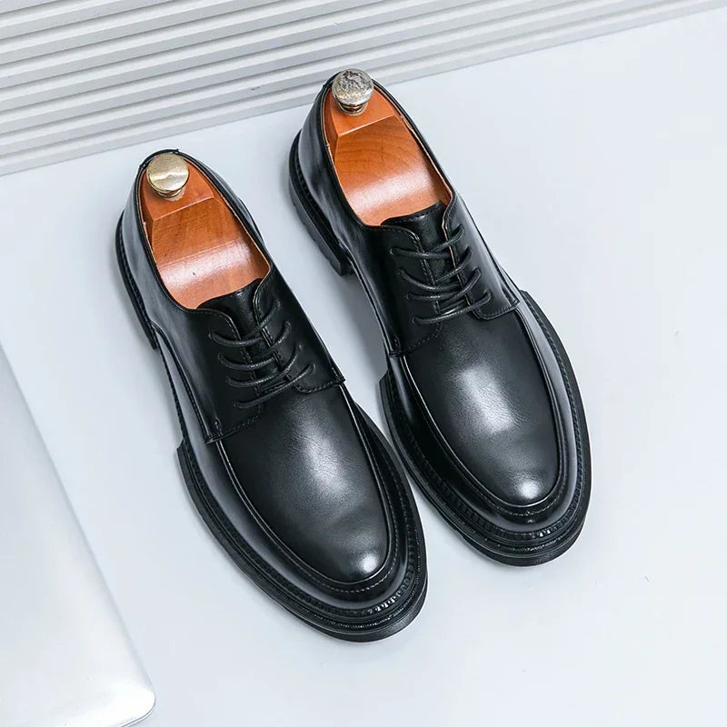 Mens Oxford White Leather Shoes Whole Luxury Formal Business Wedding Dress Shoes for men Thick bottom Casual Original Moccasins - Evallys.com