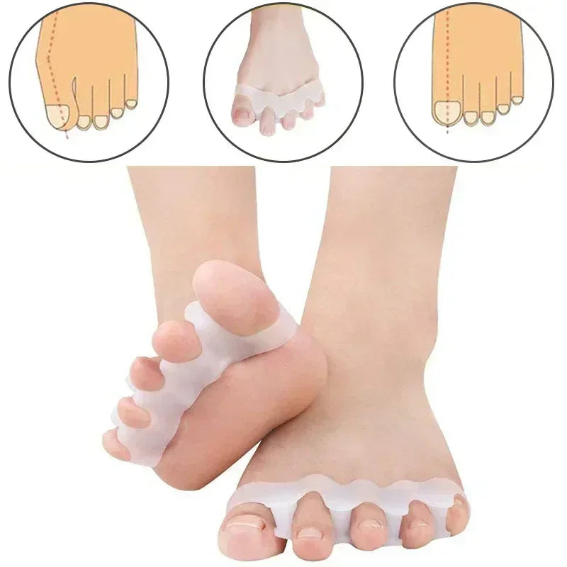 1 Pair Silicone Toe Separator, Bunion Corrector,Hammer Toe Corrector, Soft Silicone Material for Toe Separation Foot Care Tool - Evallys.com