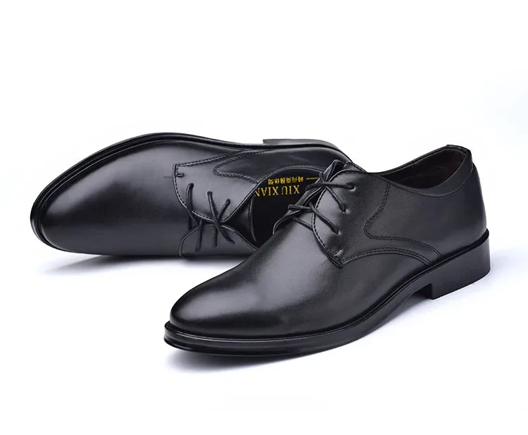 Men Dressing Shoes Formal for Men's Casual Shoe Leather Social Wedding Designer Pointed Toe Black Office Winter Shoes Brand 2023 - Evallys.com